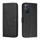 For Xiaomi Redmi Note 11 Pro Foreign Version Stitching Calf Texture Buckle Leather Phone Case(Black) - 1