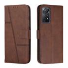 For Xiaomi Redmi Note 11 Pro Foreign Version Stitching Calf Texture Buckle Leather Phone Case(Brown) - 1