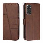 For Xiaomi Redmi Note 11/11S Foreign Version Stitching Calf Texture Buckle Leather Phone Case(Brown) - 1