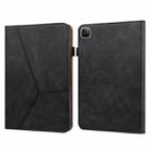 For iPad Pro 12.9 2022 / 2021 / 2020 / 2018 Solid Color Embossed Striped Leather Case(Black) - 1