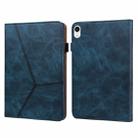 For iPad mini 6 Solid Color Embossed Striped Leather Case(Blue) - 1