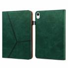 For iPad mini 6 Solid Color Embossed Striped Leather Case(Green) - 1