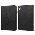 For iPad mini 6 Solid Color Embossed Striped Leather Case(Black) - 1