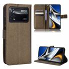 For Xiaomi Poco M4 Pro 4G Big Hole Diamond Texture Leather Phone Case(Brown) - 1