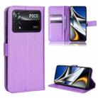 For Xiaomi Poco M4 Pro 4G Big Hole Diamond Texture Leather Phone Case(Purple) - 1