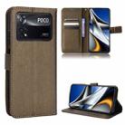 For Xiaomi Poco M4 Pro 5G Big Hole Diamond Texture Leather Phone Case(Brown) - 1