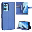 For OPPO Reno7 5G / Find X5 Lite Diamond Texture Leather Phone Case(Blue) - 1