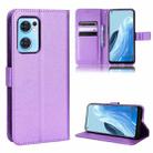 For OPPO Reno7 5G / Find X5 Lite Diamond Texture Leather Phone Case(Purple) - 1