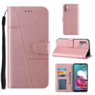 For Motorola Moto G10 Stitching Calf Texture Buckle Leather Phone Case(Pink) - 1