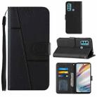 For Motorola Moto G40 / G60 Stitching Calf Texture Buckle Leather Phone Case(Black) - 1