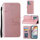 For Motorola Moto G40 / G60 Stitching Calf Texture Buckle Leather Phone Case(Pink) - 1