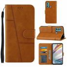 For Motorola Moto G40 / G60 Stitching Calf Texture Buckle Leather Phone Case(Yellow) - 1