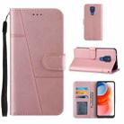 For Motorola Moto G Play 2021 Stitching Calf Texture Buckle Leather Phone Case(Pink) - 1