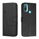 For Motorola Moto E20 / E30 / E40 Stitching Calf Texture Buckle Leather Phone Case(Black) - 1