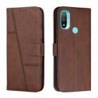 For Motorola Moto E20 / E30 / E40 Stitching Calf Texture Buckle Leather Phone Case(Brown) - 1