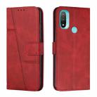 For Motorola Moto E20 / E30 / E40 Stitching Calf Texture Buckle Leather Phone Case(Red) - 1