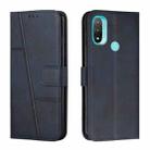 For Motorola Moto E20 / E30 / E40 Stitching Calf Texture Buckle Leather Phone Case(Blue) - 1