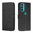 For Motorola Edge 20 Stitching Calf Texture Buckle Leather Phone Case(Black) - 1