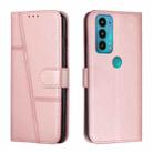 For Motorola Edge 20 Stitching Calf Texture Buckle Leather Phone Case(Pink) - 1