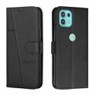 For Motorola Edge 20 Lite Stitching Calf Texture Buckle Leather Phone Case(Black) - 1