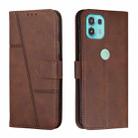 For Motorola Edge 20 Lite Stitching Calf Texture Buckle Leather Phone Case(Brown) - 1