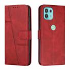 For Motorola Edge 20 Lite Stitching Calf Texture Buckle Leather Phone Case(Red) - 1