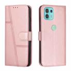 For Motorola Edge 20 Lite Stitching Calf Texture Buckle Leather Phone Case(Pink) - 1