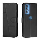 For Motorola Edge 20 Pro Stitching Calf Texture Buckle Leather Phone Case(Black) - 1