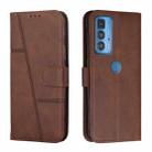 For Motorola Edge 20 Pro Stitching Calf Texture Buckle Leather Phone Case(Brown) - 1