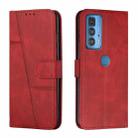 For Motorola Edge 20 Pro Stitching Calf Texture Buckle Leather Phone Case(Red) - 1