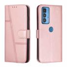 For Motorola Edge 20 Pro Stitching Calf Texture Buckle Leather Phone Case(Pink) - 1