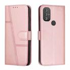 For Motorola Moto G Power 2022 Stitching Calf Texture Buckle Leather Phone Case(Pink) - 1