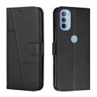 For Motorola Moto G31 / G41 Stitching Calf Texture Buckle Leather Phone Case(Black) - 1