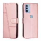 For Motorola Moto G31 / G41 Stitching Calf Texture Buckle Leather Phone Case(Pink) - 1