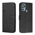 For Motorola Moto G60S Stitching Calf Texture Buckle Leather Phone Case(Black) - 1