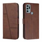 For Motorola Moto G60S Stitching Calf Texture Buckle Leather Phone Case(Brown) - 1