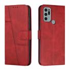 For Motorola Moto G60S Stitching Calf Texture Buckle Leather Phone Case(Red) - 1