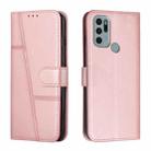 For Motorola Moto G60S Stitching Calf Texture Buckle Leather Phone Case(Pink) - 1