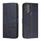 For Motorola Moto G71 5G Stitching Calf Texture Buckle Leather Phone Case(Blue) - 1