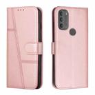For Motorola Moto G71 5G Stitching Calf Texture Buckle Leather Phone Case(Pink) - 1