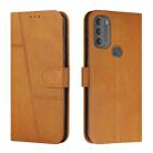 For Motorola Moto G71 5G Stitching Calf Texture Buckle Leather Phone Case(Yellow) - 1