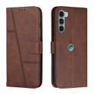 For Motorola Moto G200 5G / Edge S30 Stitching Calf Texture Buckle Leather Phone Case(Brown) - 1