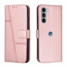 For Motorola Moto G200 5G / Edge S30 Stitching Calf Texture Buckle Leather Phone Case(Pink) - 1