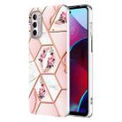 For Motorola Moto G Stylus (2022) Splicing Marble Flower Pattern TPU Phone Case(Pink Flower) - 1