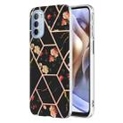 For Motorola Moto G31 / G41 Splicing Marble Flower Pattern TPU Phone Case(Black Flower) - 1