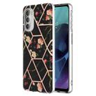 For Motorola Moto G51 5G Splicing Marble Flower Pattern TPU Phone Case(Black Flower) - 1