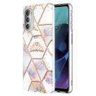 For Motorola Moto G51 5G Splicing Marble Flower Pattern TPU Phone Case(Crown) - 1