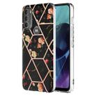 For Motorola Moto G71 5G Splicing Marble Flower Pattern TPU Phone Case(Black Flower) - 1