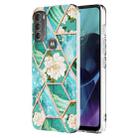 For Motorola Moto G71 5G Splicing Marble Flower Pattern TPU Phone Case(Blue Flower) - 1