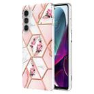 For Motorola Moto G200 5G Splicing Marble Flower Pattern TPU Phone Case(Pink Flower) - 1